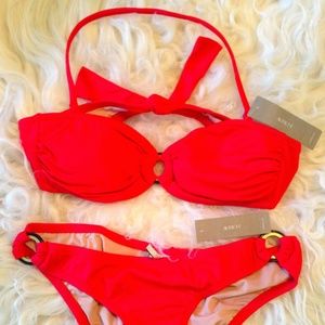 COPY - J.CREW NWT RING BANDEAU RED BIKINI XS